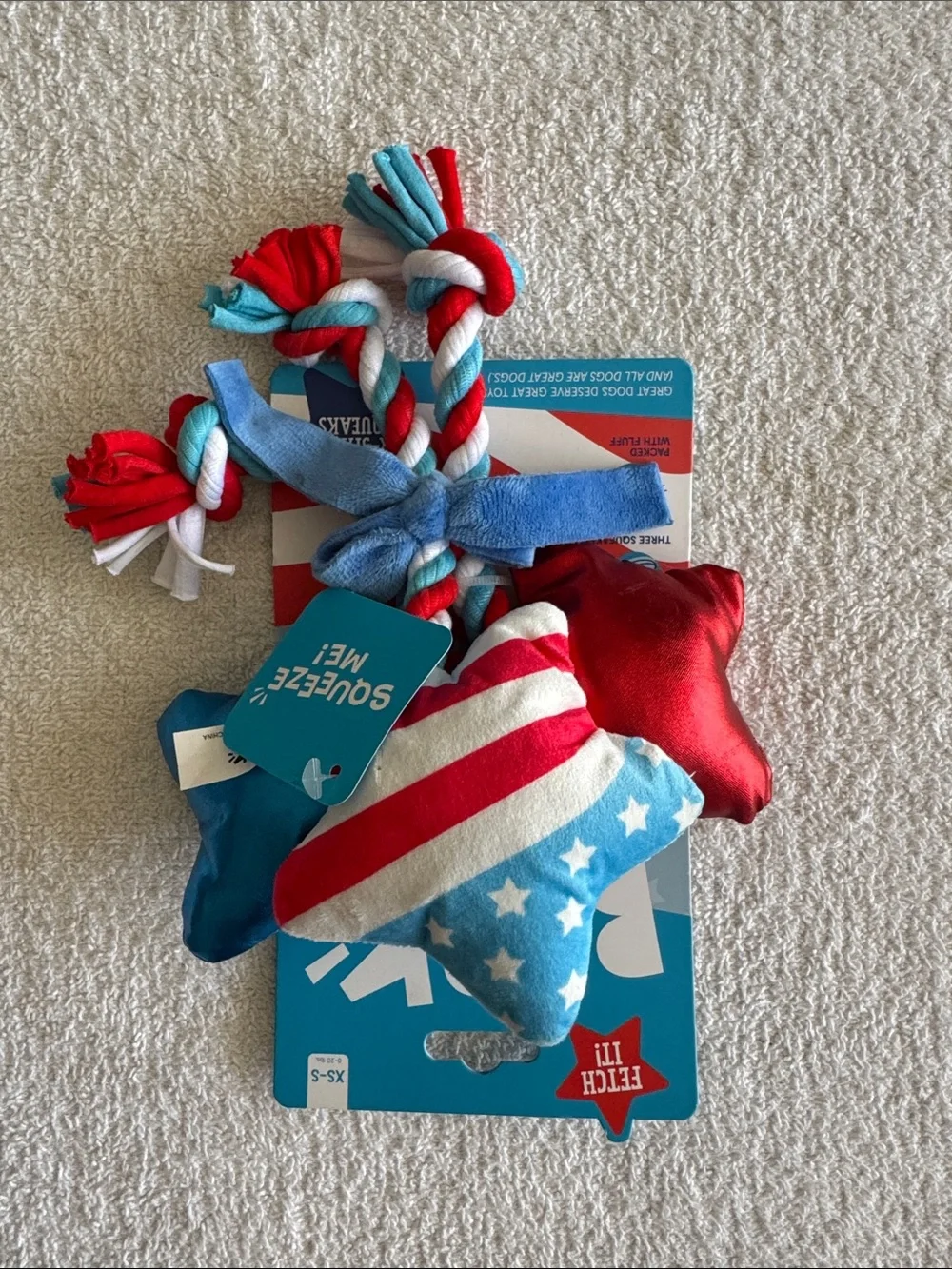 Bark Yankee Doodle Star Spangled Squeaker Dog Toy